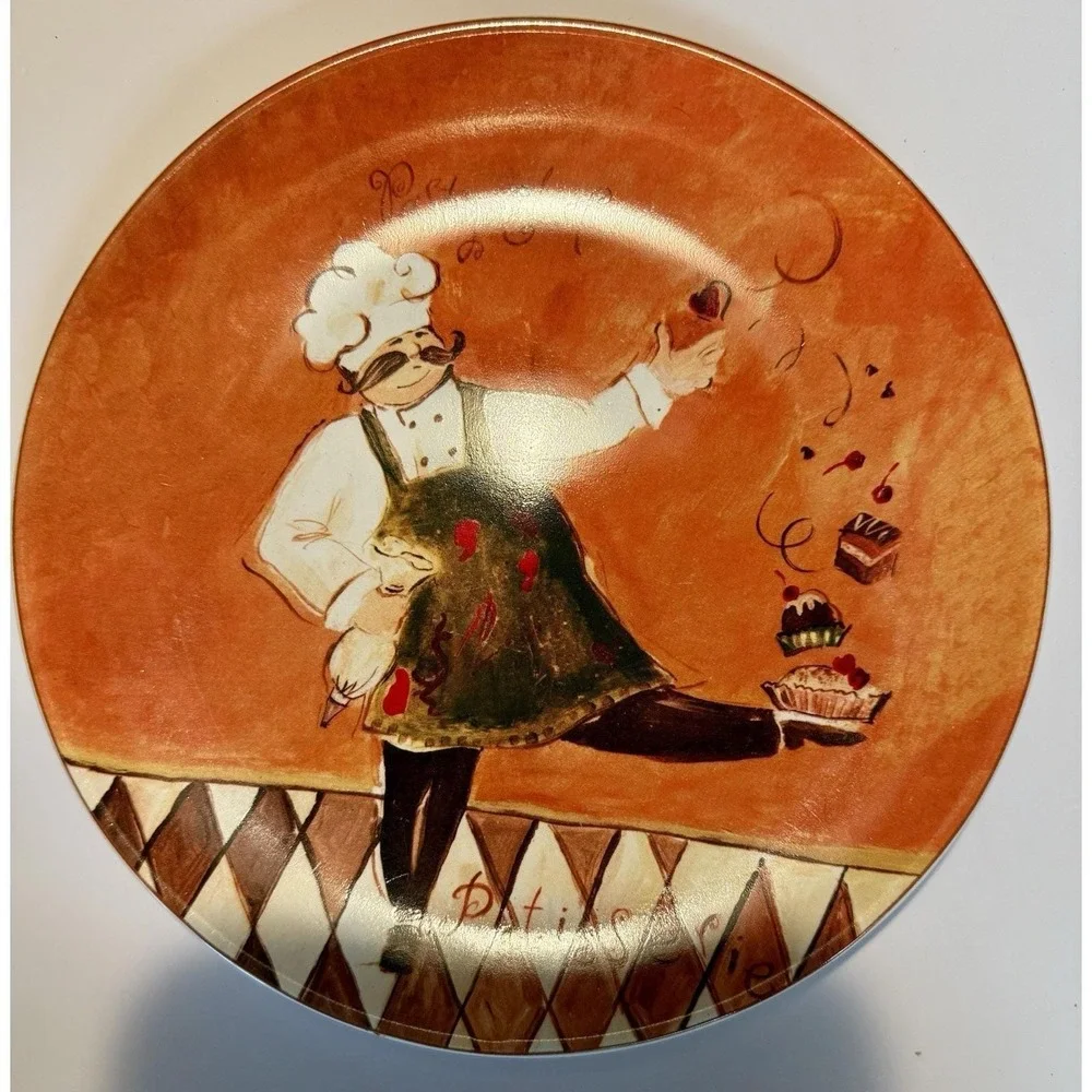 Set of 4 Oneida Jennifer Sosik Chef Capades Stoneware salad dessert plates 8.25